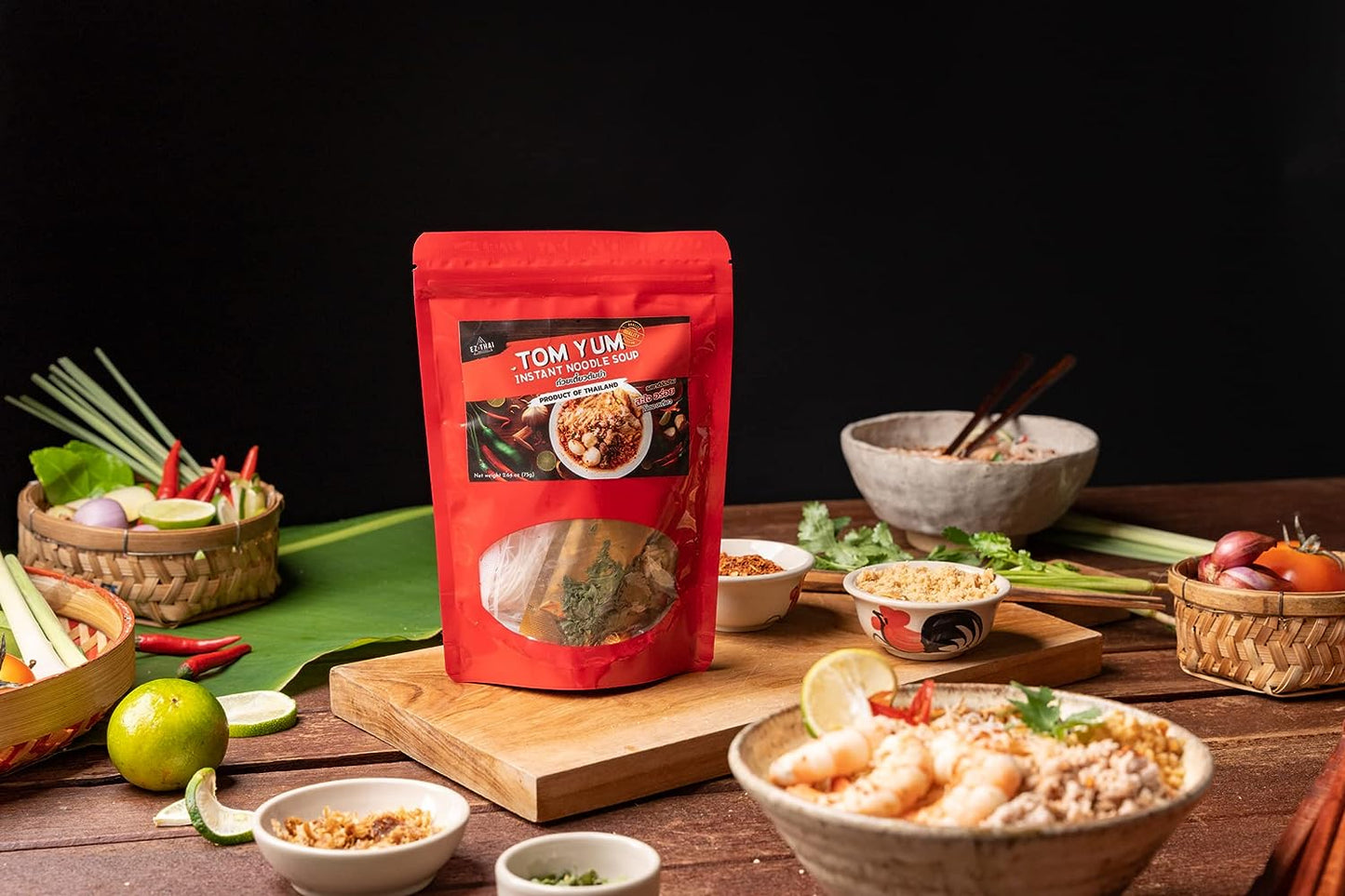 Tom Yum Instant Noodle Soup 1 Pack (2.64 Oz) - Hot Spicy and Sour Noodles
