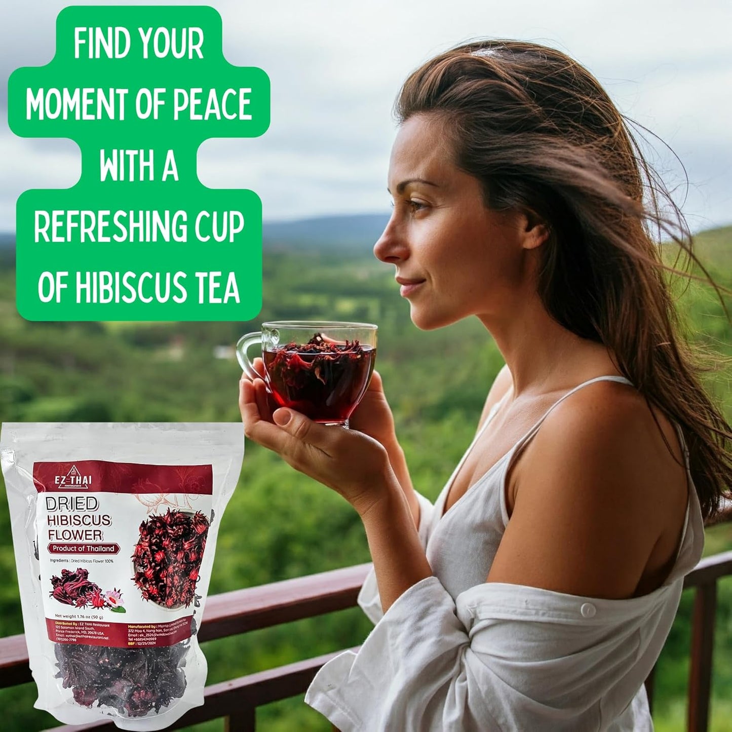 Dried Hibiscus Flower Blossam Tea 1.76 oz (50 grams) Herbal Thai Tea