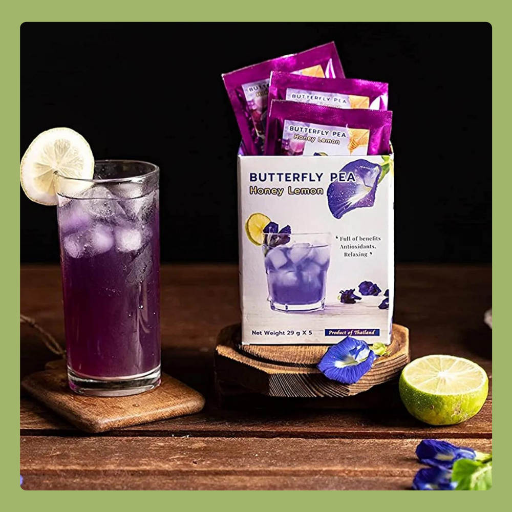 Honey Lemon Butterfly Pea Tea Mix Instant Tea Powder 5/10 Sachets Honey Lemon Butterfly Pea Tea Mix Instant Tea Powder 5/10 Sachets EZTHAI EZ THAI.