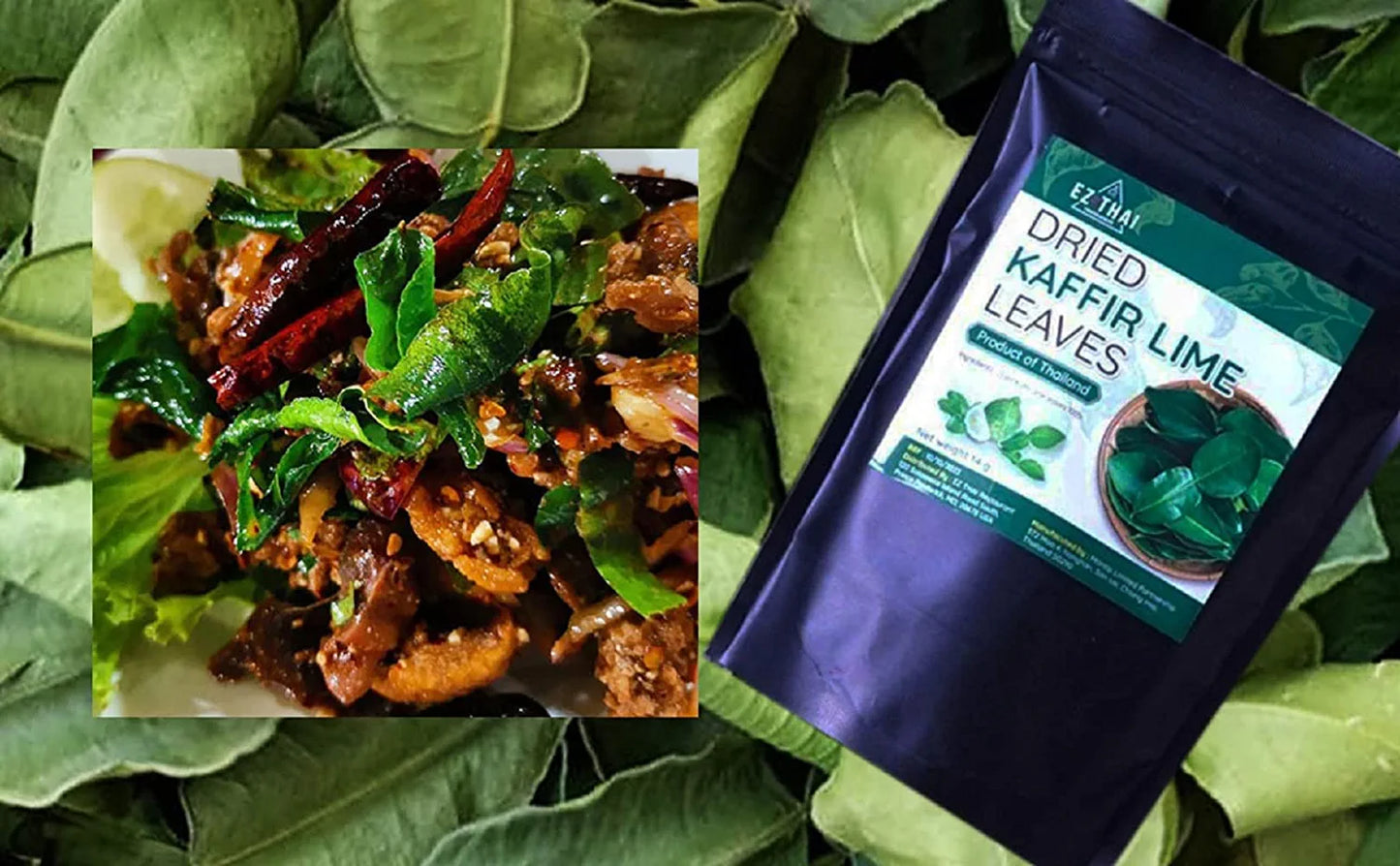 EZ THAI 14g Dried Kaffir Lime Leaves - Essential Ingredient for Thai Cooking EZ THAI 14g Dried Kaffir Lime Leaves - Essential Ingredient for Thai Cooking EZTHAI EZ THAI.