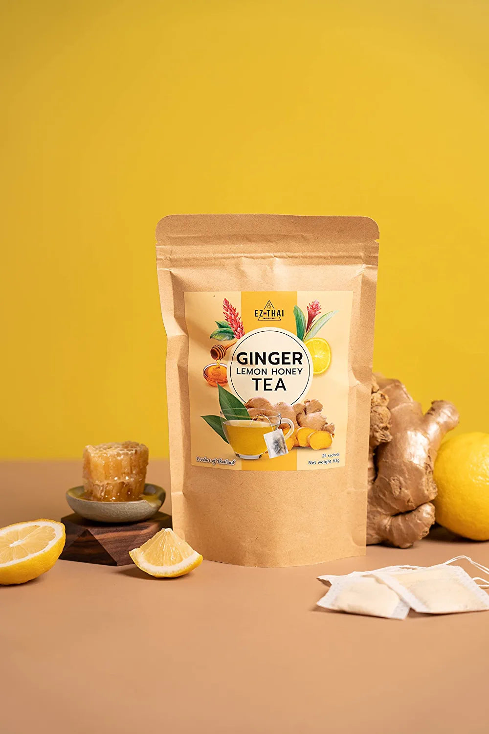 Ginger Honey Lemon Tea Bag 10/25 Bags Instant Hot or Cold Beverage Ginger Honey Lemon Tea Bag 10/25 Bags Instant Hot or Cold Beverage EZTHAI EZ THAI.