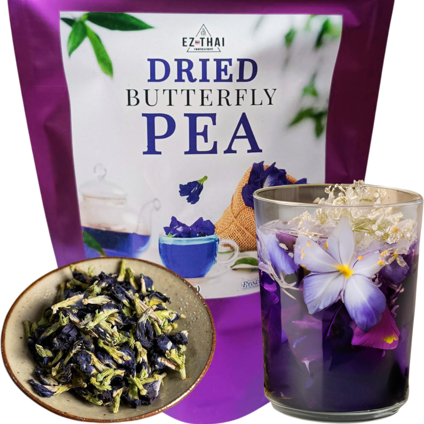 Thai Dried Butterfly Pea Flowers Tea Herbal Blue Tea Health Benefits