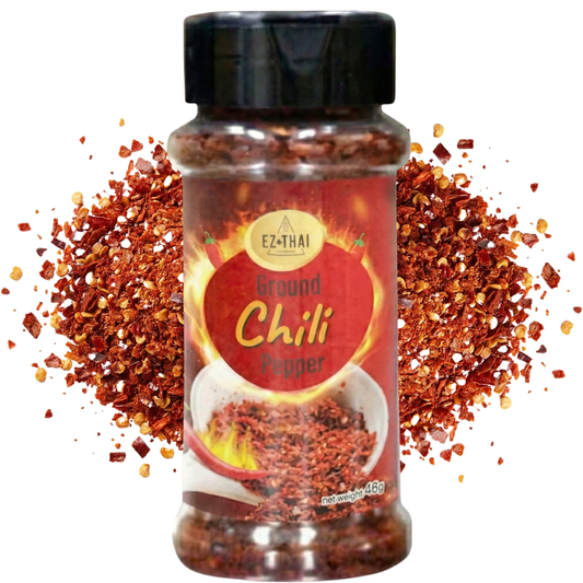 EZ THAI Premium Thai Chili Flakes Seasoning 1.76 oz -Roasted Red Pepper Flakes – Authentic Ingredient for Pad Thai, Tom Yum Noodle Soup, Boat Noodles, Nam Jim Jaew, Thai BBQ, Larb, Crying Tiger Beef
