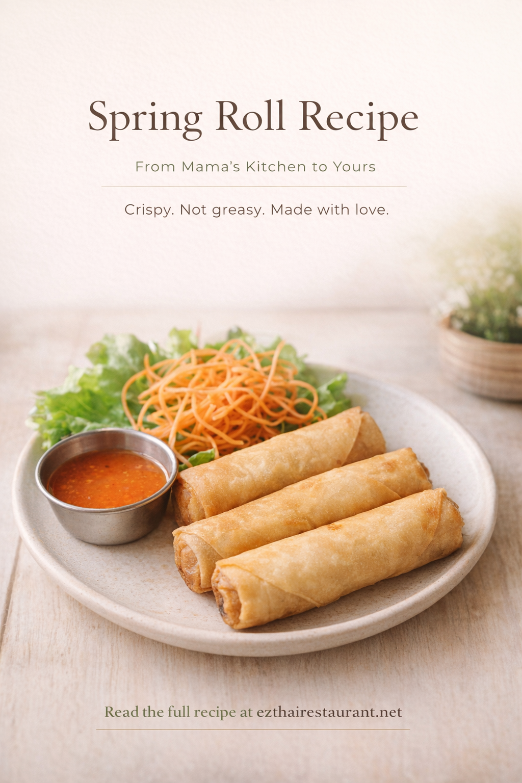 📖 FREE E-Book: The 2 Secrets to Crispy, Non-Greasy Thai Spring Rolls