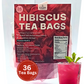36 Hibiscus Tea Bags Powder, 2.54 oz, Tea for Iced & Hot Beverage, 100% Natural Loose Leaf Hibiscus Powder - No sugar, Caffeine-Free, Vegan, Aromatic & Freashy