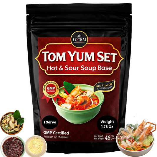 Premium Tom Yum Soup Mix 1.6 oz - Authentic Hot & Sour Soup Base Kit with Dried Herbs & Chili Paste – Northern Thai Ingredient for Seafood Tom Yum Goong, Spicy Noodle Broth, Thai Hot Pot