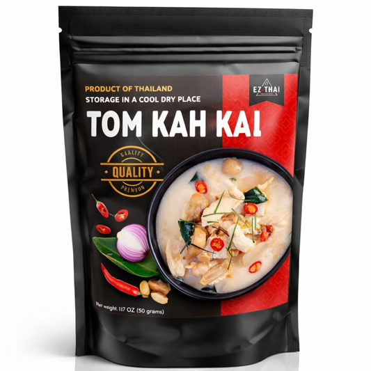 Tom Kha Gai Soup Kit 1.62 oz - Authentic Thai Coconut Chicken Soup Mix with Dried Herbs & Curry Paste – Instant Galangal Broth Base for Chicken, Seafood, Ramen, Rice