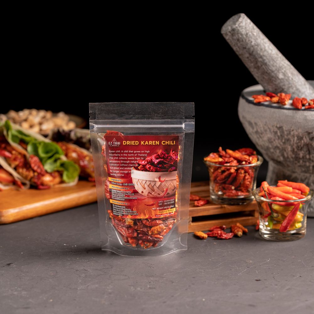 Thai Whole Dried Karen Chili Peppers Smoked 1 oz (30 Grams) Thai Whole Dried Karen Chili Peppers Smoked 1 oz (30 Grams) EZTHAI EZ THAI.