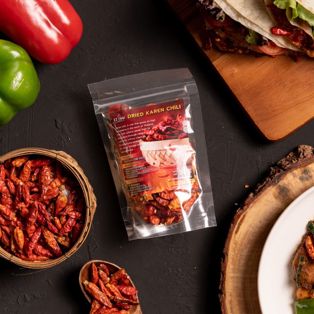 Thai Whole Dried Karen Chili Peppers Smoked 1 oz (30 Grams) Thai Whole Dried Karen Chili Peppers Smoked 1 oz (30 Grams) EZTHAI EZ THAI.