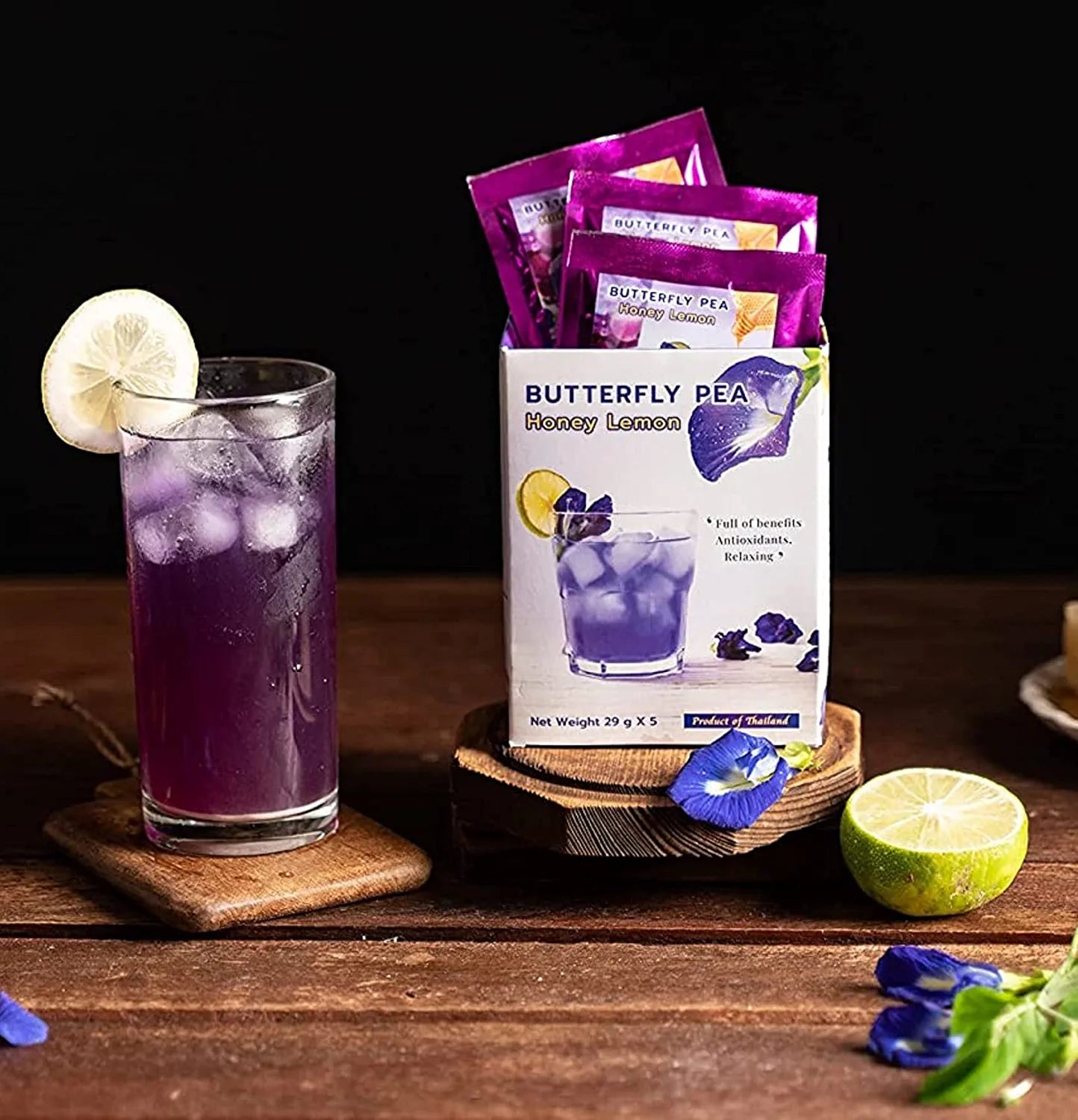 Honey Lemon Butterfly Pea Tea Mix Instant Tea Powder 5/10 Sachets Honey Lemon Butterfly Pea Tea Mix Instant Tea Powder 5/10 Sachets EZTHAI EZ THAI.