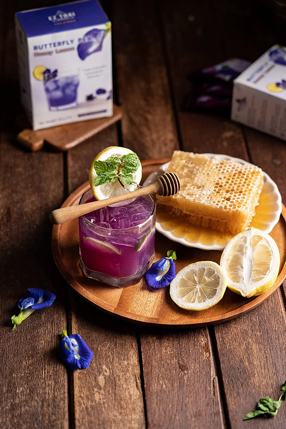 Honey Lemon Butterfly Pea Tea Mix Instant Tea Powder 5/10 Sachets Honey Lemon Butterfly Pea Tea Mix Instant Tea Powder 5/10 Sachets EZTHAI EZ THAI.